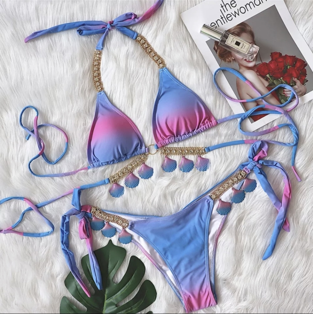 NWT Sexy Summer Beach Shell Bikini Swimsuit S: Small- Medium